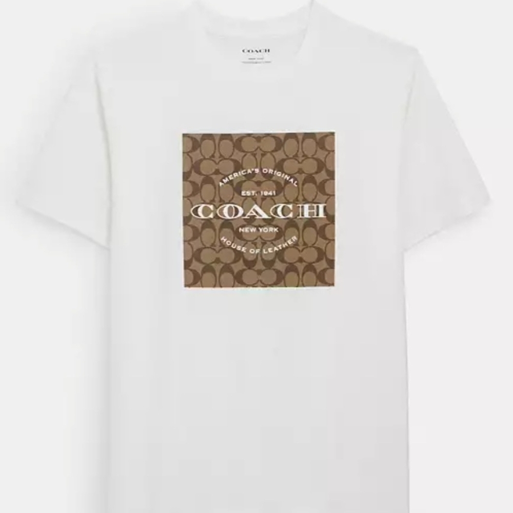 NWT Coach Men's Signature Square T-shirt In Organic Cotton -large
